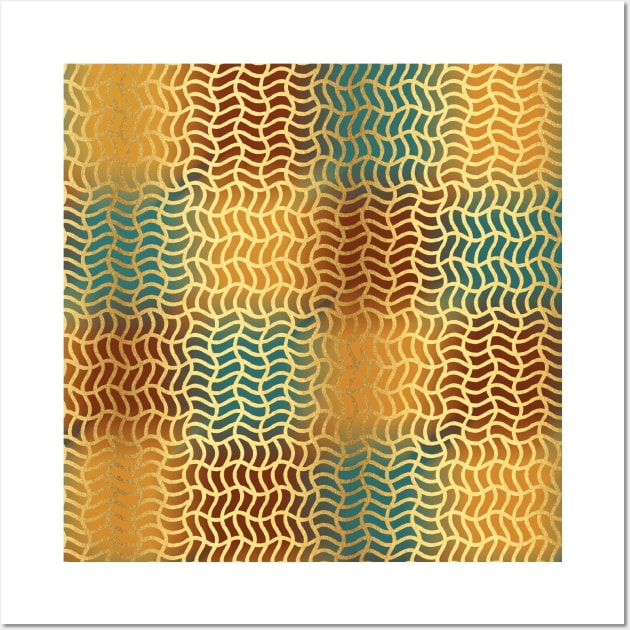 Gold wavy mesh pattern Wall Art by lents